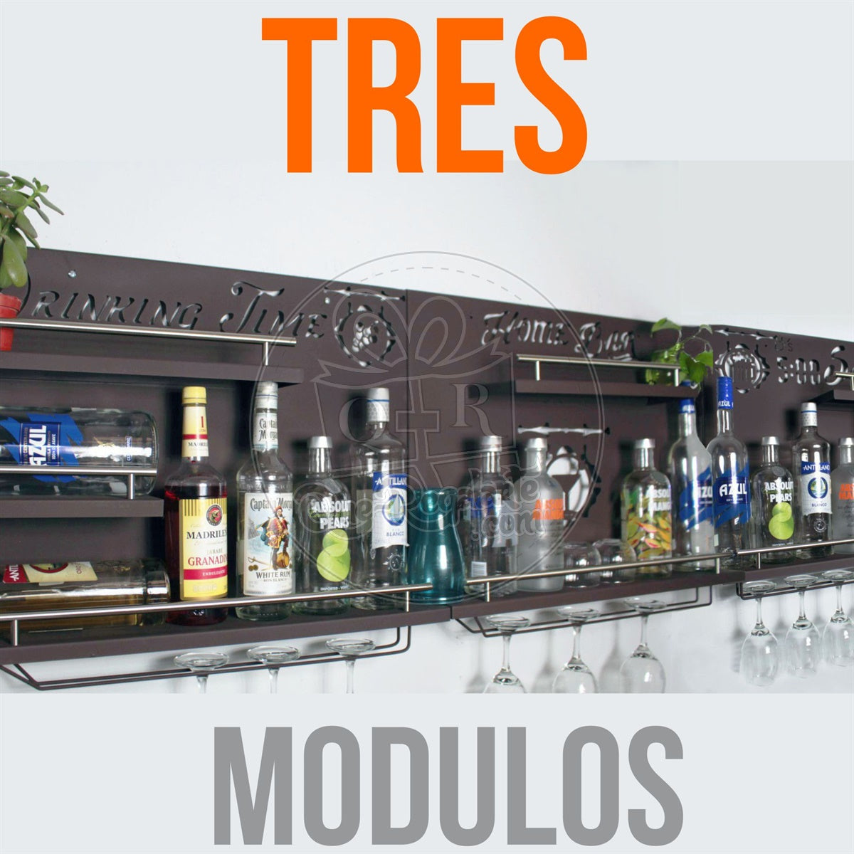 Bar Cantina Moderna Tres Piezas Cantinera Cava Porta Vinos Metal