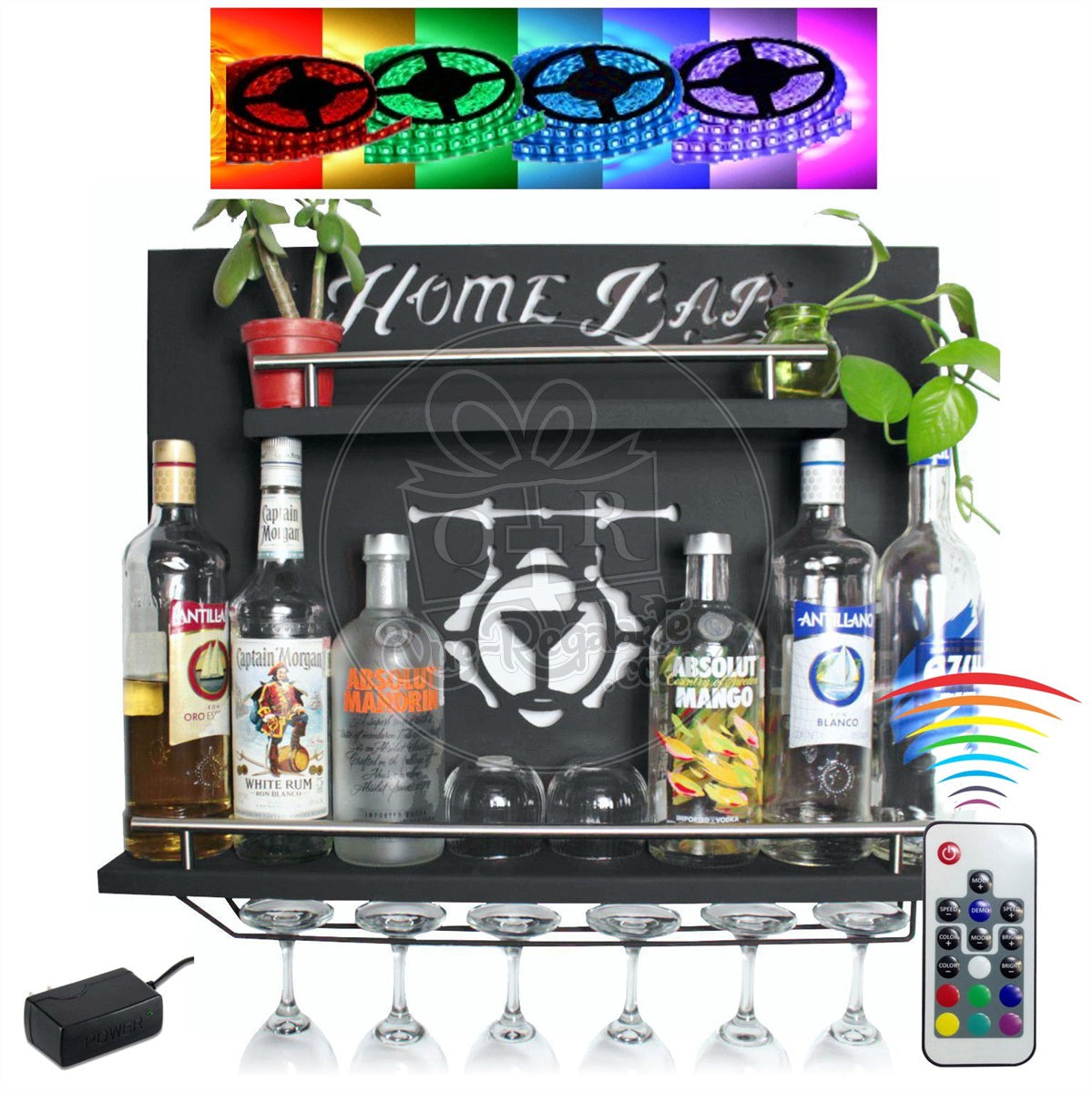 Led Bar Cantina Iluminada Multicolor Repisa Cantinera Cava Vinos Metalica