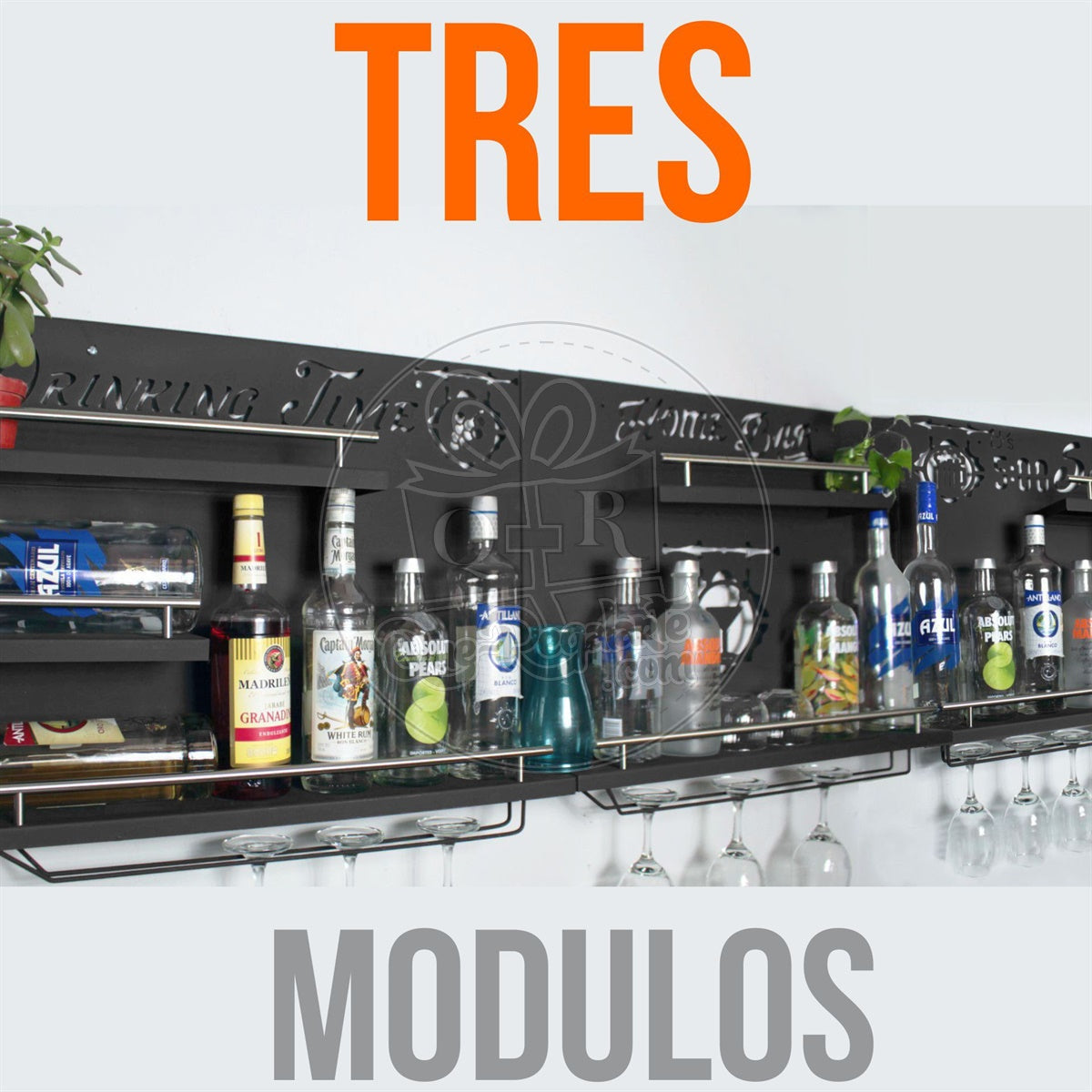 Bar Cantina Moderna Tres Piezas Cantinera Cava Porta Vinos Metal