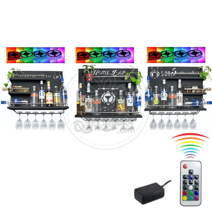 Cantina Led Bar Iluminacion Multicolor Cantinera Kit Tres Piezas Iluminadas