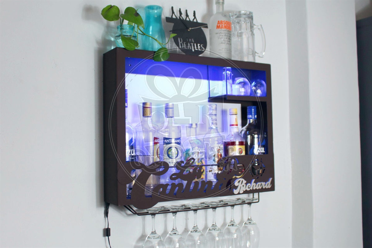 Cantina Moderna Minibar Leds Multicolor Rgb Metalica Porta Vinos