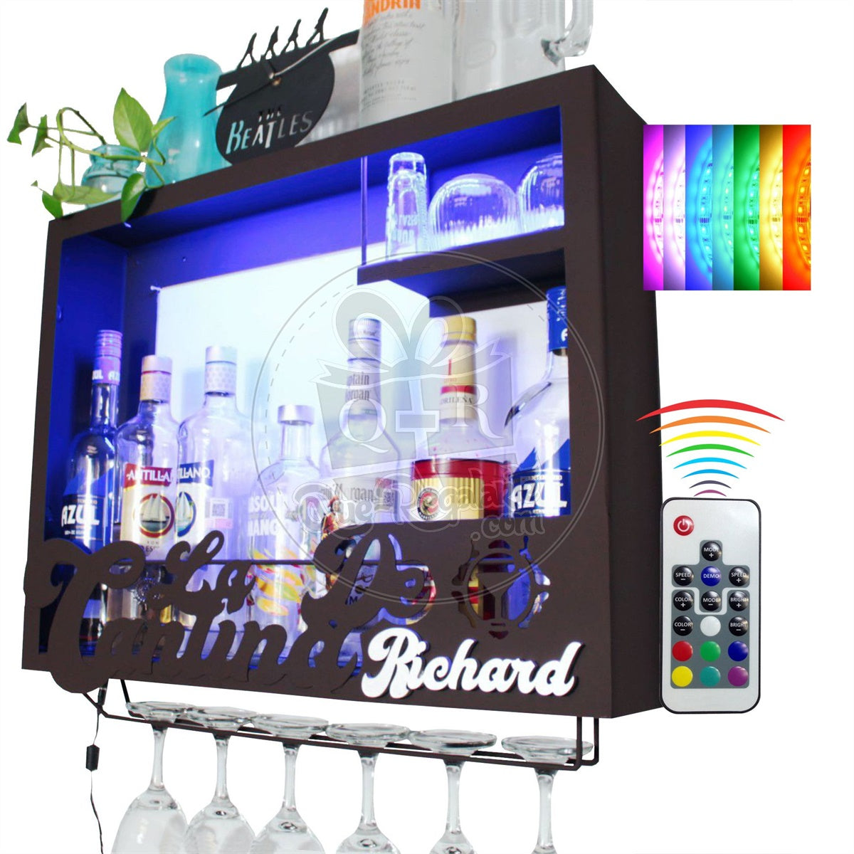 Cantina Moderna Minibar Leds Multicolor Rgb Metalica Porta Vinos
