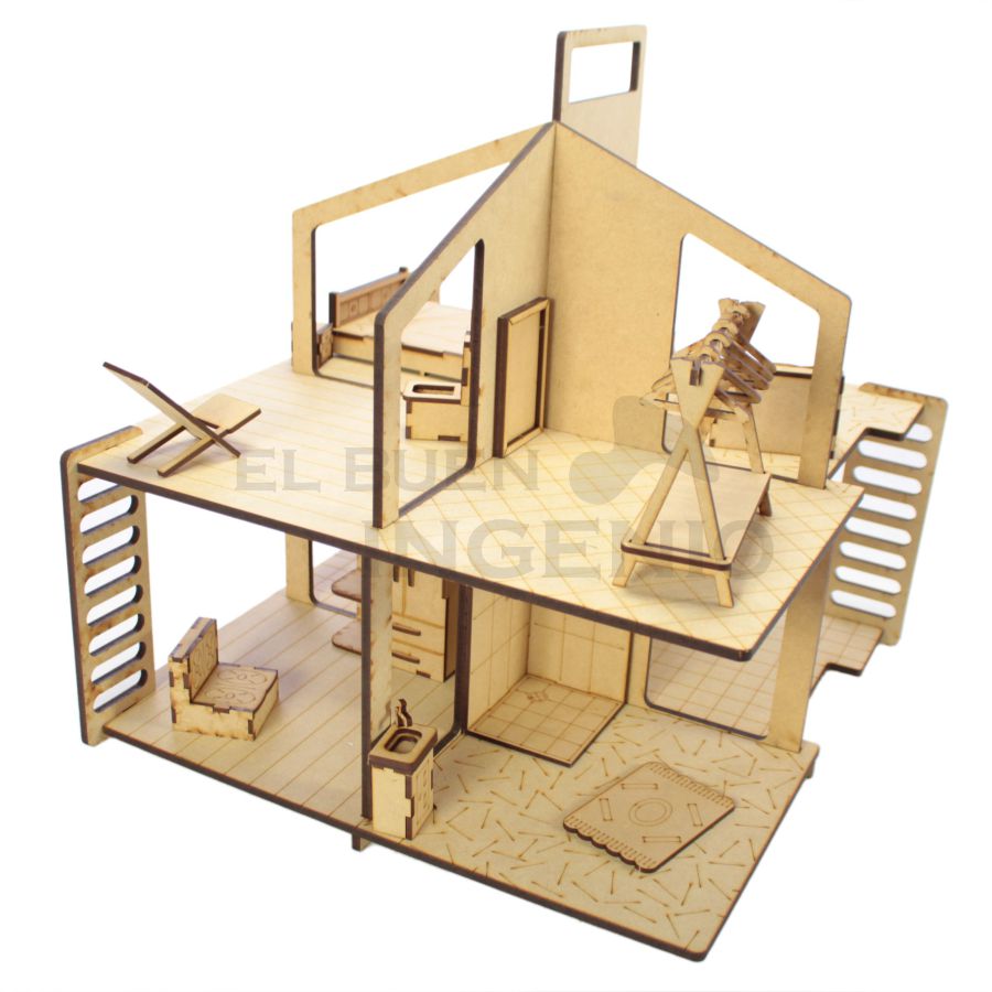 Casa de Muñecas Portatil con muebles incluidos
