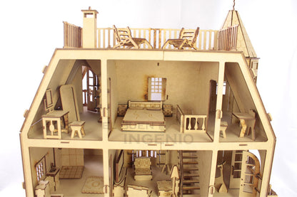 Casa de muñecas Mansion 1 con muebles set 33 piezas
