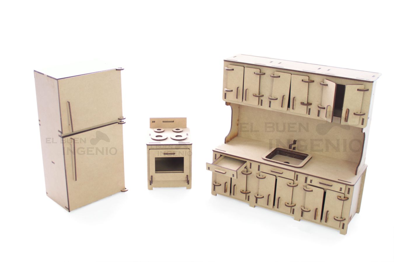 Kit cocina para Barbie. Refrigerador, estufa, alacena