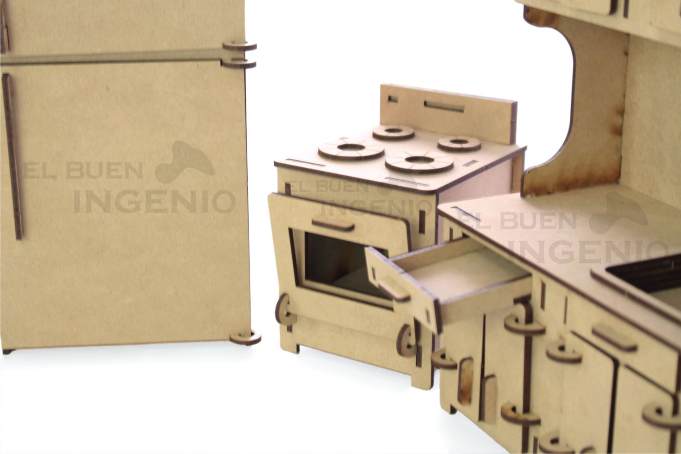 Kit cocina para Barbie. Refrigerador, estufa, alacena