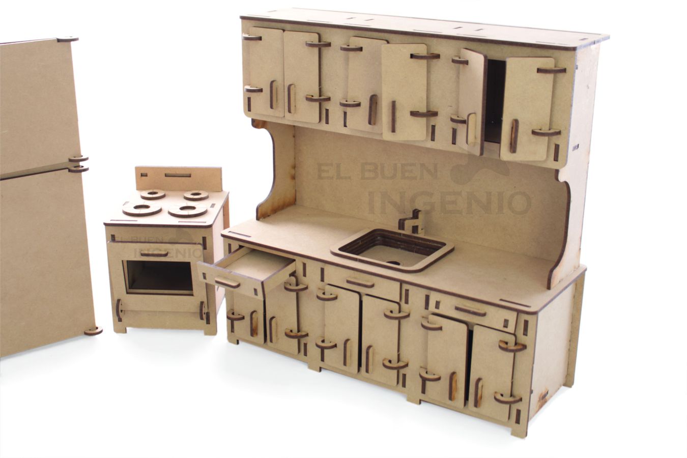 Kit cocina para Polly Pocket. Refrigerador, estufa, alacena