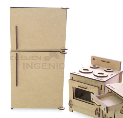 Kit cocina para Polly Pocket. Refrigerador, estufa, alacena