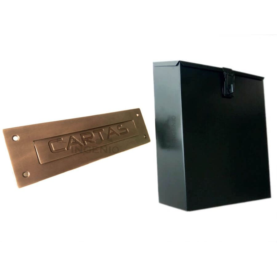 Caja Buzón y Frente Placa De Buzón De Cartas Apariencia Latón Antiguo Combo Para Correspondencia