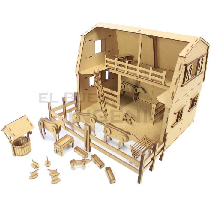 Granero Granja con Animales. Casa para Muñecas Juguete Didáctico