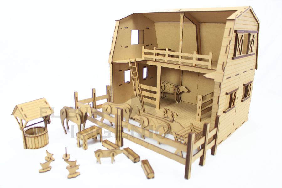 Granero Granja con Animales. Casa para Muñecas Juguete Didáctico