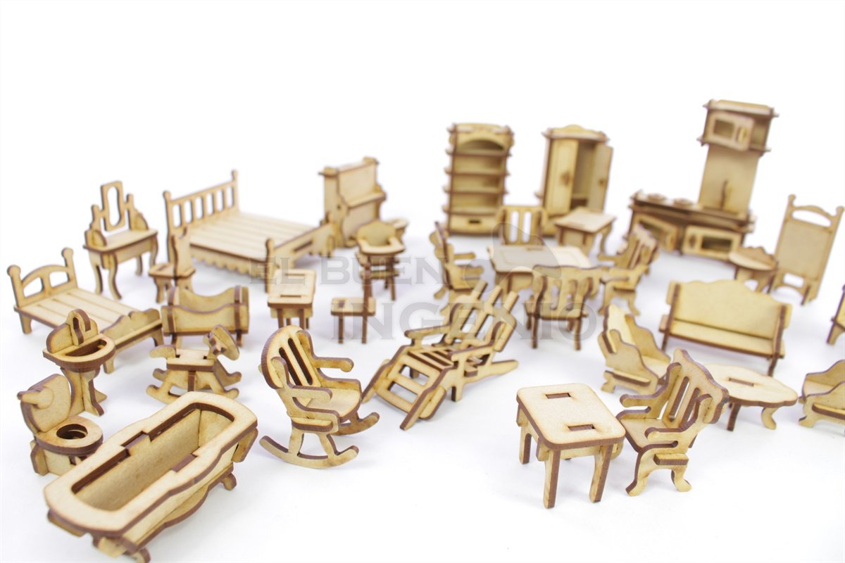 muebles para muñecas de madera