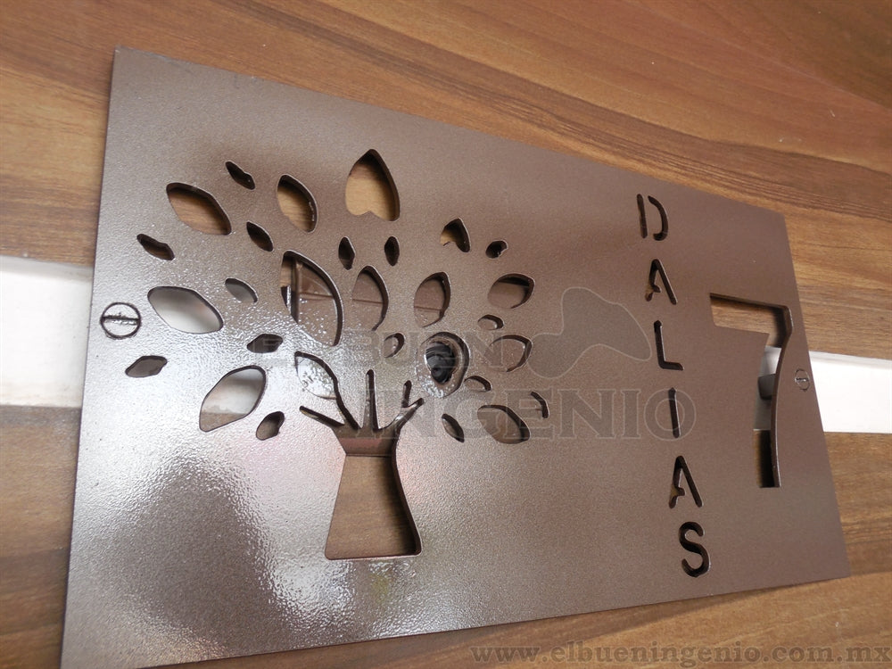 Numero Residencial Exterior Arbol 45cm x 25cm Calle Vertical