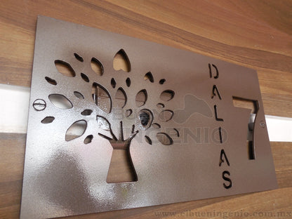 Numero Residencial Exterior Arbol 45cm x 25cm Calle Vertical