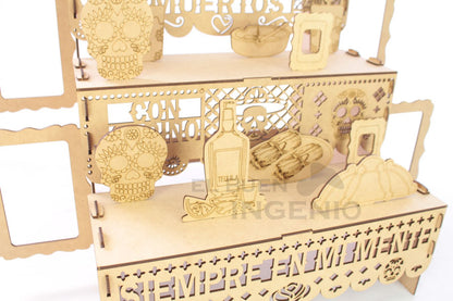 Ofrenda Día De Muertos Madera MDF Altar Con Decoración Y Adornos