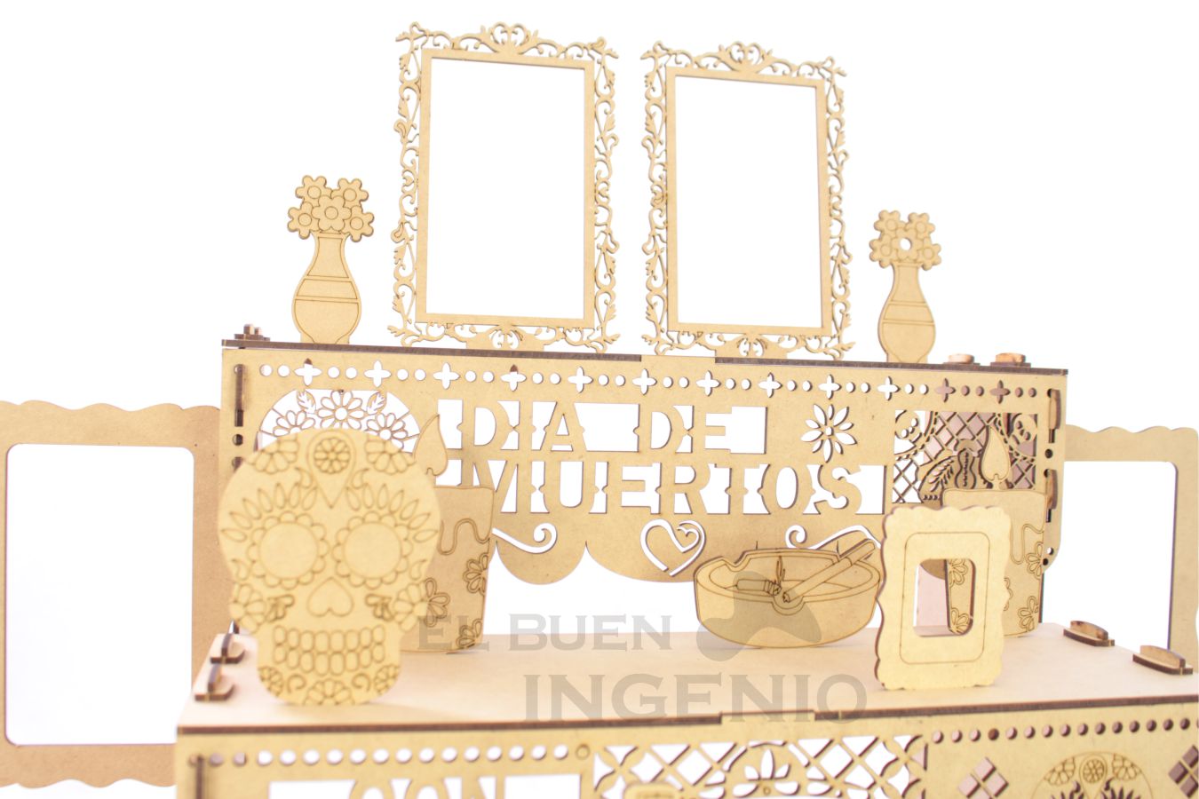Ofrenda Día De Muertos Madera MDF Altar Con Decoración Y Adornos