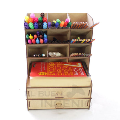 Organizador de escritorio con base para celular Conejo Dos cajones N1-2