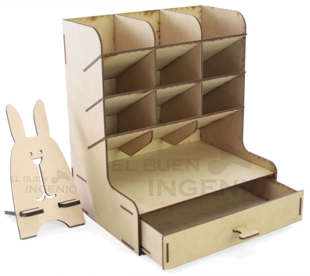Organizador de escritorio con base para celular Conejo