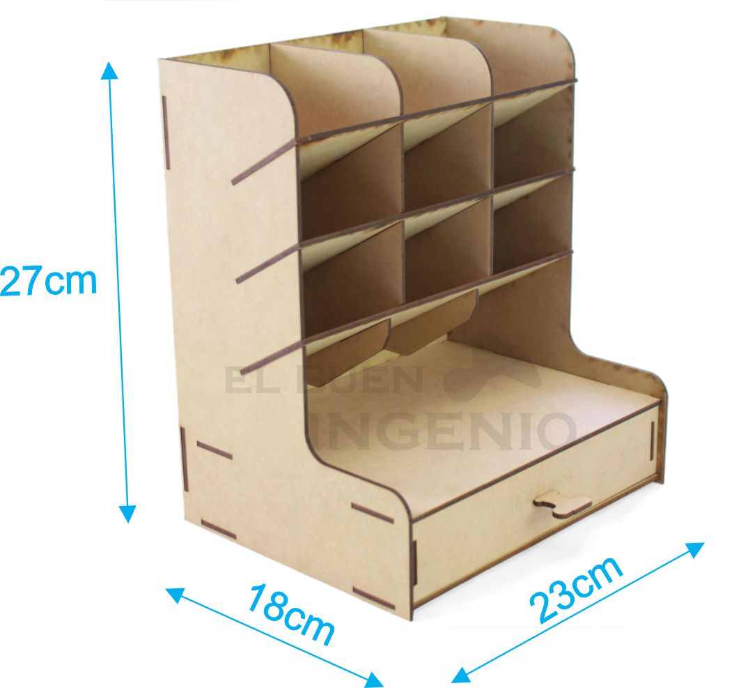Organizador de escritorio con base para celular Plano