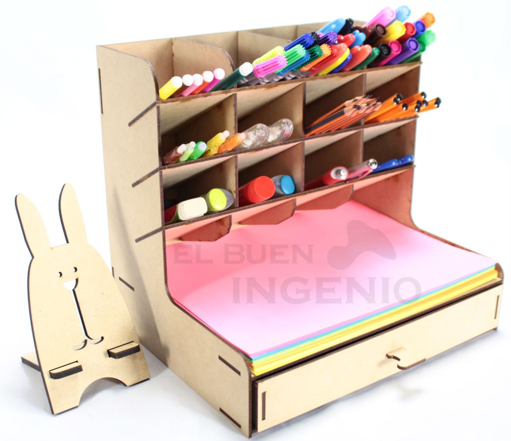 Organizador de Hojas Horizontal de escritorio con base para celular 2