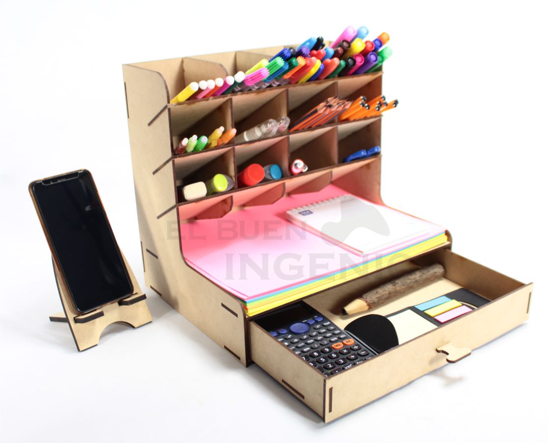 Organizador de Hojas Horizontal de escritorio con base para celular 2