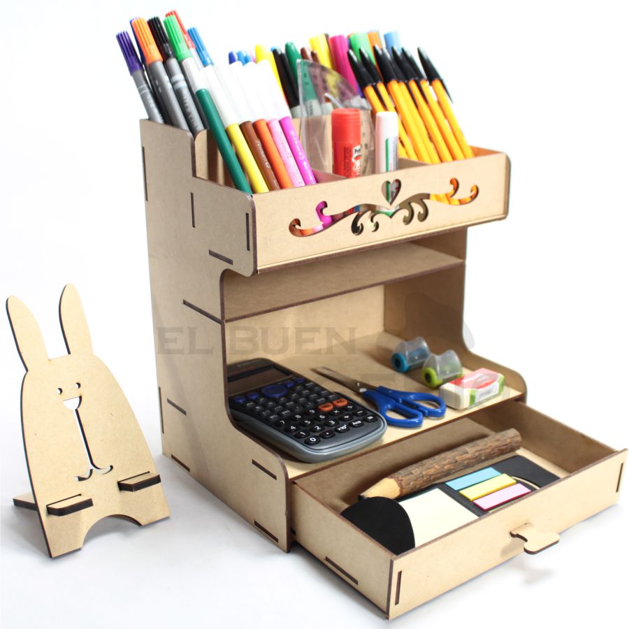 Organizador de escritorio Grecas Corazón con base para celular 4