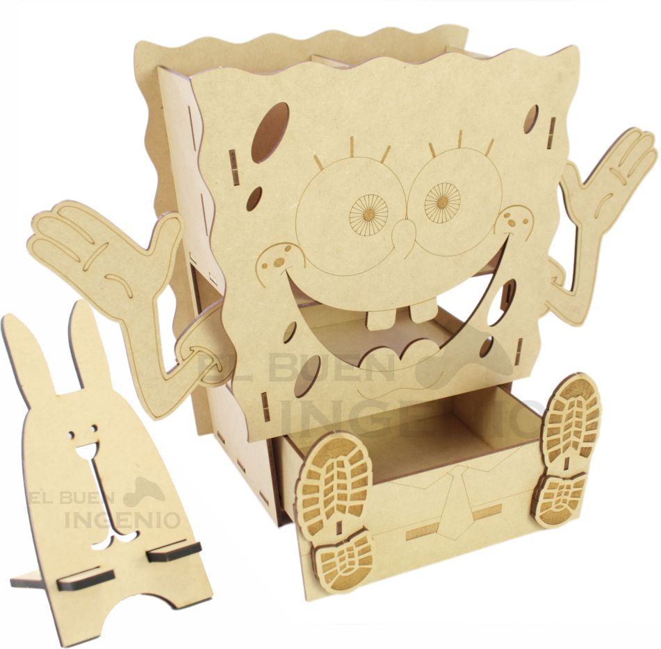 Organizador de escritorio Bob Esponja con base para celular Conejo