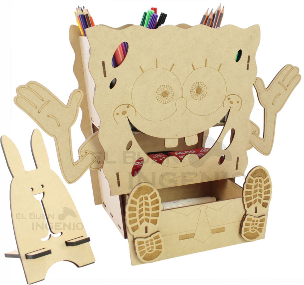 Organizador de escritorio Bob Esponja con base para celular Conejo