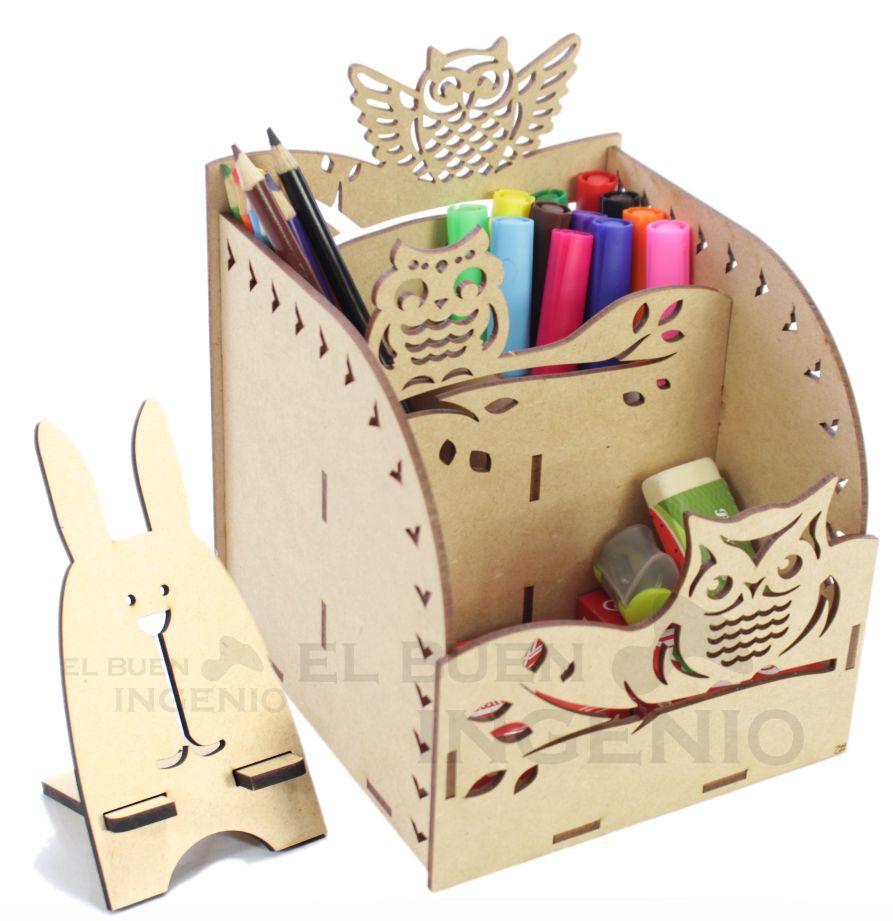 Organizador de escritorio Buhos con base para celular Conejo