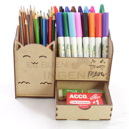 Organizador de escritorio Gato con base para celular Conejo