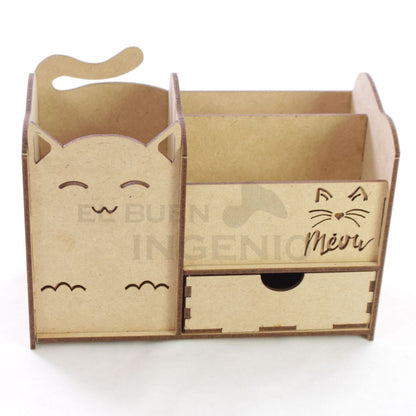 Organizador de escritorio Gato con base para celular Conejo