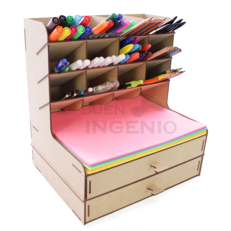 Organizador de Hojas para escritorio con base para celular Conejo Dos cajones N2-2
