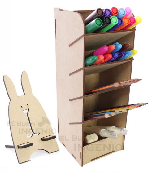 Organizador de escritorio Individual 1 con base para celular Conejo