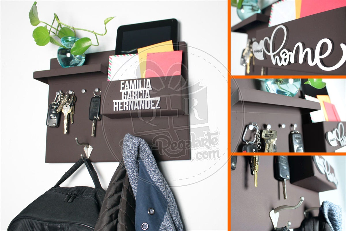 Organizador Perchero Portallaves Moderno Metalico Regalo Hombre Y Mujer Repisa Multiuso Chico