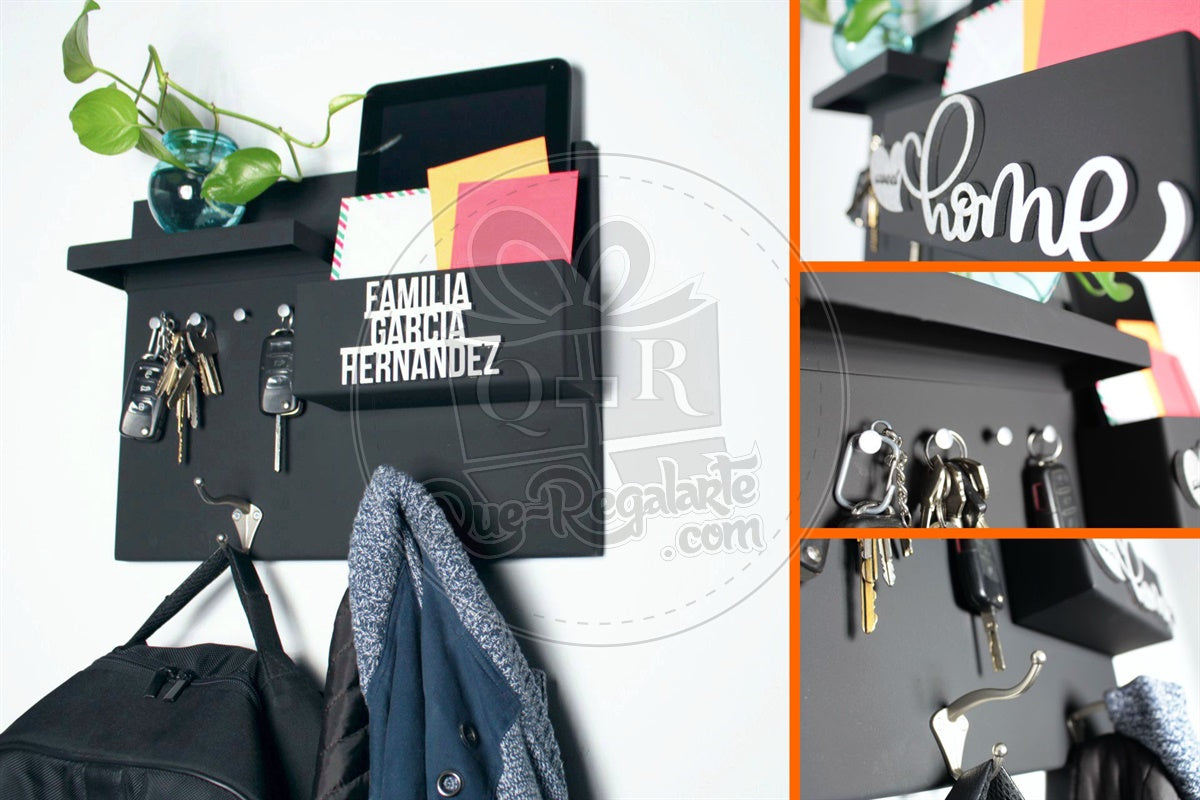 Organizador Perchero Portallaves Moderno Metalico Regalo Hombre Y Mujer Repisa Multiuso Chico