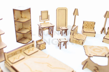 Muebles para muñecas pequeñas set 33 piezas