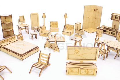 Muebles para muñecas pequeñas set 33 piezas